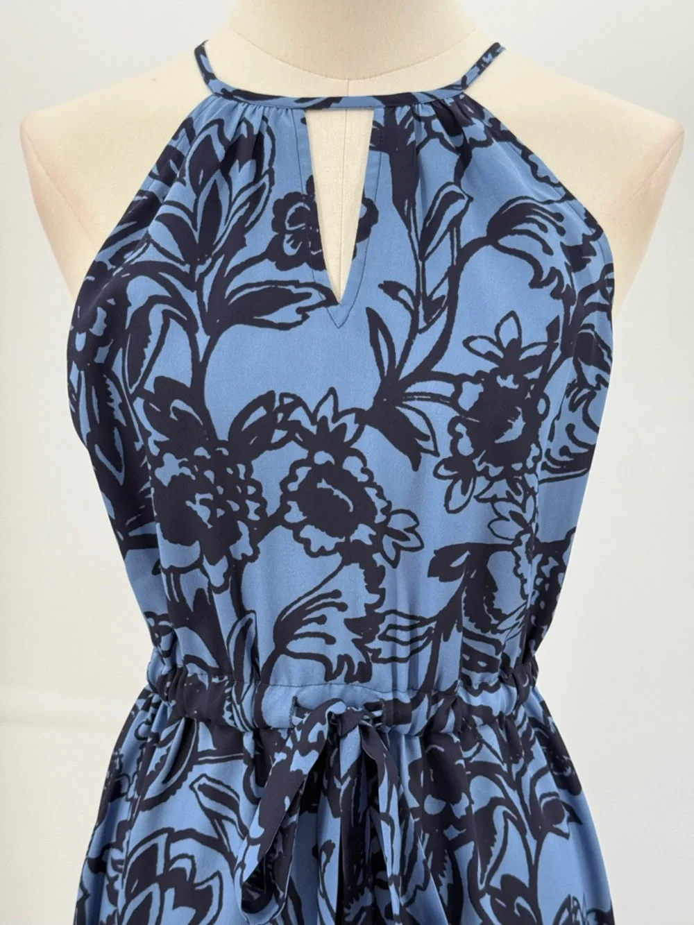 Loft Blue Floral Halter Maxi High Low Keyhole Vacation Summer Boho SZ XS-P - Picture 8 of 13